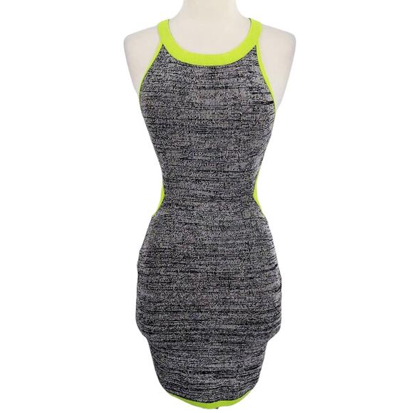 Baby Phat Cut out Back Gray & Neon Bodycon Mini Dress Size Med - Picture 1 of 6